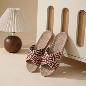 Chinese Classical Design Summer Linen Slippers Soft Wearing Breathable Womens Slippers Sandals - Image 6