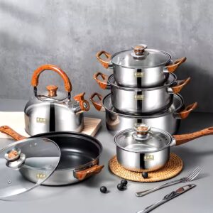 Hot Selling Household 12 Piece Pot Set Multi Functional Stainless Steel With Kettle Stainless Steel Pot Set - Image 1