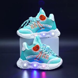 High Quality LED Light Basketball Shoes for Kids Boys Spring autumn Breathable Rubber Insole with Mesh Lining round Boot Design - Image 7