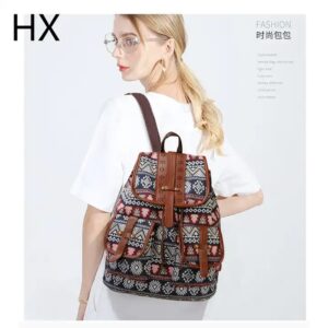 Pattern Canvas Fashion Personality Travel Drawstring Small Backpack Bags for Women's Wholesale Custom New Ethnic Style Retro HX - Image 7
