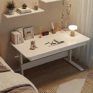White Wooden Manual Height Adjustable Computer Gaming Desk Lifting Coffee Table With Storage - Image 3