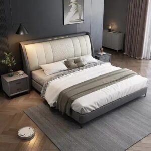 Hot Sale light luxury double leather bed 1.8m Modern Italian minimalist queen size bed Nordic wedding king size bed - Image 1