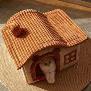 Cat bed warm four seasons universal winter cage villa house type closed cat bed winter dog bed cat supplies - Image 5