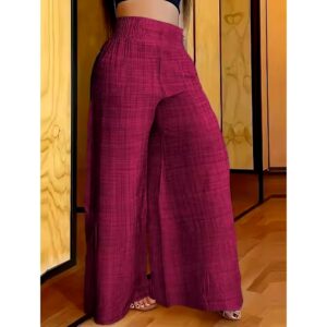 Spring Summer New Fashion Casual Comfortable Women Lady Solid Color High Waist Slim Wide Leg Long Pants - Image 8