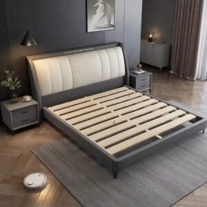 Hot Sale light luxury double leather bed 1.8m Modern Italian minimalist queen size bed Nordic wedding king size bed - Image 4