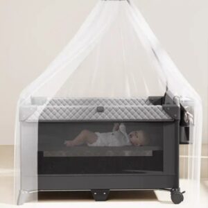 Foldable Portable Child Kid Fence Playpen Baby Bed Travel Cot Baby Playard with Side Door - Image 5