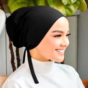 Muslim Hijab Modal Headscarf Hat Dupatta Elastic Strap Base Hat Tied With Rope Solid Color Scarf Adjustable Turban - Image 6