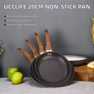 Non-Stick Ford Aluminium Fry Pan Wooden Handle and Glass Cover Wok for Cooking - Image 4