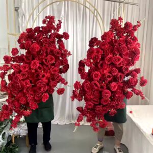 Red Artificial Roses Decorative Flower Panels for Wedding Arch Decorations - Image 4