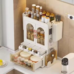 Kitchen Spice Organizer Waterproof Dustproof Large Capacity Partition Storage Seasoning Storage Cabinet - Image 5