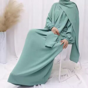 new style abaya elephant dubai modest jilbab for muslim women long solid color fashionable dress with hijab - Image 3