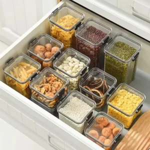 Transparent PET Sealed Cans Clear Kitchen Sealed Dry Food Storage Organizer Airtight Dry Food Storage Container Storage Box - Image 3
