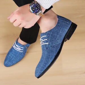 Men's Oversized Breathable Pointed Canvas Shoes Formal Men's Shoes Business Casual Dress Shoes - Image 7