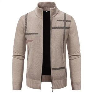 Cardigan Men's Winter New Men's High Collar Slim Fashion Thick Warm Knitted Sweater Cardigan for Men - Image 3