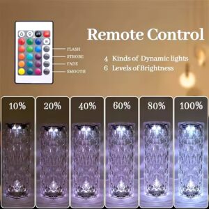 LED Crystal Table Lamp Rose Light Projector 16 Colors Touch Night Light Romantic Atmosphere Light USB Home Bar Decor - Image 4