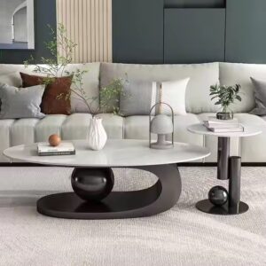Modern Luxury Marble & Metal Night Table Set for Home Living Bathroom Kitchen Apartment Hotel Use for Living Room - Image 3