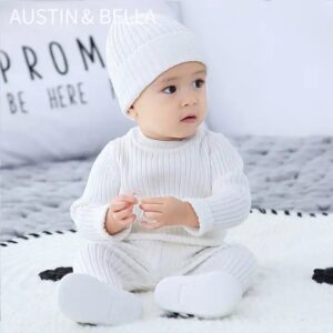 AustinBella/wholesale custom boutique knitted baby boys' clothing 3pcs sets sweater newborn winter designers knitwear clothes - Image 5