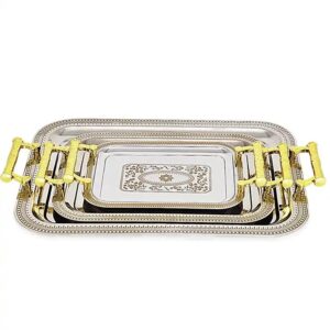 Stainless steel serving tray set arabic gold metal tray - Image 5