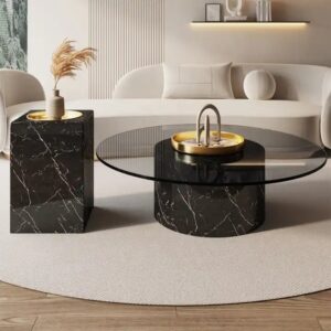 Modern Luxury Living Room Furniture Sets Metal Center Coffee Tables Glass Coffee Table - Image 3