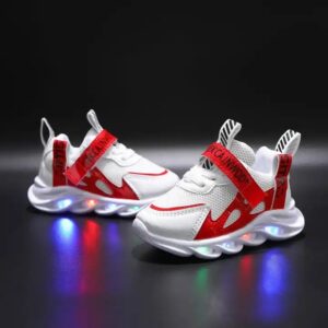New LED Light Casual Sneakers Breathable Mesh Sport Shoes for Children with Luminous Letter Ribbon for 1-6 Years Old - Image 3