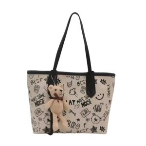 New High-End Shoulder Bag PU Leather Large Capacity Tote Bag Graffiti Fashion Women's Handbag - Image 6