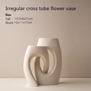 Nordic Ceramic 2-Piece Set of White Irregular Vases Ins Style Flower Arrangement Decoration Advanced Flower Sense Decoration - Image 4