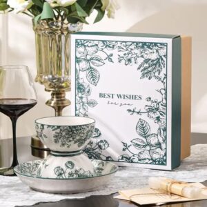 Royal custom gift box porcelain rose plates and bowls ceramic dinner set luxury tableware china dinnerware sets for gift - Image 4