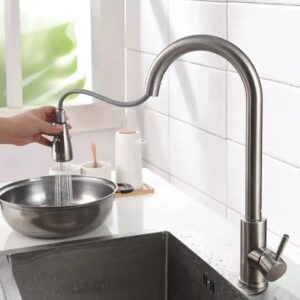 kitchen faucet stainless steel 304 water tap modern kichen kitchen taps brass pull out sprayer kitchen mixer sink faucets - Image 4