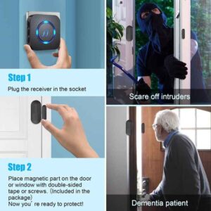 Daytech 1000ft Range 55 Chimes 5 Volumes Mute Mode Door Sensor Chime Door Open Chime Alarm for Business Home Store - Image 4