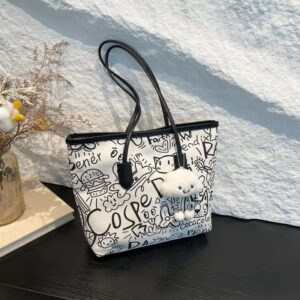 Canvas Bag For Women 2024 New Fashion Shoulder Bag Large Capacity Tote Bag With Pendant - Image 6