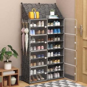 cheap eazy assemble storage foldable organizer folding portable clear plastic shoes rack cabinet transparent for home with door - Image 4