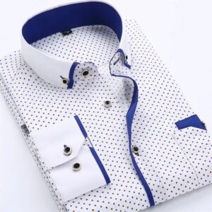 New men's slim business dress men's shirt printed thin casual shirt Youth slim long-sleeved shirt - Image 5