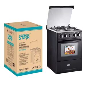 WINNING STAR ST-9613 Kj-28 4 Gas Burners Black Standing Cooking Stove Built-in All Gas Oven - Image 1
