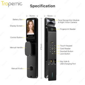 Tuya 3d Face Recognition Smart Door Lock With Camera Cerradura Inteligente Biometric Fingerprint Security Automatic Smart Lock - Image 7