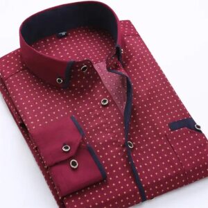New men's slim business dress men's shirt printed thin casual shirt Youth slim long-sleeved shirt - Image 7