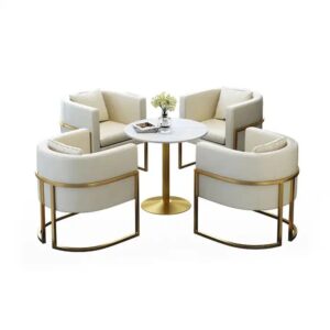 Modern classic living room chairs home furniture dining room chair stainless steel metal frame leisure accent chair furniture - Image 4