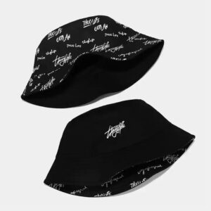 Two Side Bucket Hat One Side With Embroidery Logo On Front One Side With All Over Printed Logo Reversible Bucket hat - Image 5