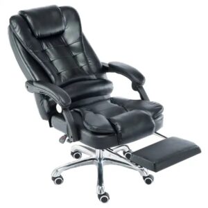 massage soft ergonomic office furniture executive recliner boss chairs luxury black PU leather office chair with footrest - Image 4