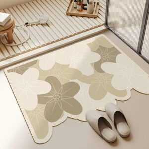 Flower rubber water absorbent Customized Bathroom Bath Mat Washable Diatomite Shower Mat For Bathroom - Image 5