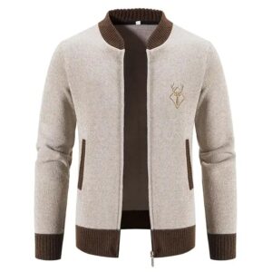 Trendy Cashmere Cardigan Men's Zipper Knitingt Fashion Slim-Fit Fleece-Lined Thickened Cotton Sweater - Image 3