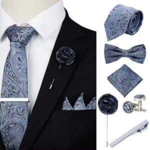Hot Selling Professional Polyester Woven Printed Party Tie Handkerchief Cufflinks Necktie Gift Set For Boy - Image 3