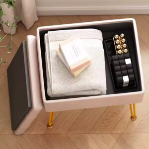 Modern Style Soft Leather Vanity Stool Ottoman with Storage Wood for Kitchen Living Room Bathroom Bedroom Home Office Table - Image 4
