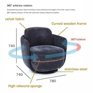 Comfortable leisure lounge chair Fabric single Sofa accent armchair Velvet Swivel Revolving Living Room Chairs - Image 6