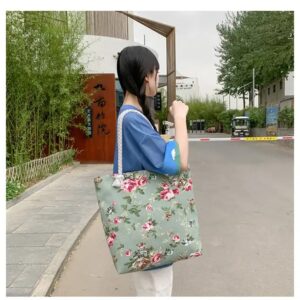 Gelory Fashion Double Sided Pattern Casual Shoulder Bag Large Capacity Women Canvas Beach Tote Bag With Rope Handle - Image 7