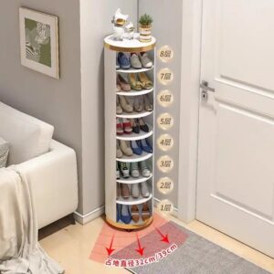 High quality simple modern style white shoe round rotating cabinet shoe cabinet storage for entryway shoes cabinet furniture - Image 4