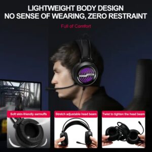 T-WOLF H130 RGB Backlit Gaming headset headphones 3D surround sound usb wired noise cancelling gaming headset earbuds headphones - Image 5