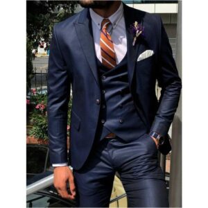Dark Blue 3 Piece Slim Men Suits Fashion Custom Made For Wedding Groom tuxedo Prom Formal Tailor Made coat pant - Image 1