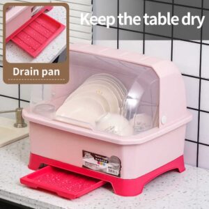 Single-layer household tray bowl spoon storage rack with plastic tray rack drain with cover kitchen storage rack - Image 5