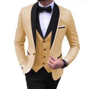 Classic Men Suits Slim Fit Groom Tuxudo Wedding Suit Best Man Formal 3 Pieces Set ( Blazer+Vest+Pants+Bow Tie ) - Image 4