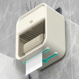Wannuo Fashion Bathroom Tissue Boxes Waterproof Wall-mounted Tissue Storage Box Tissue Box with Punch-free Adhesive Wall Hook - Image 6